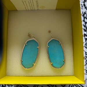 Kendra Scott Blue and Gold Statement Earrings